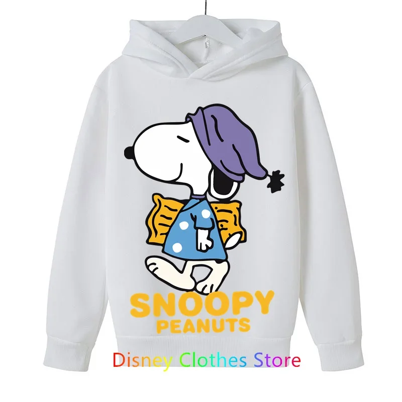 Snoopy Cartoon Anime Children Pullover Tops 2024 New Fashion Boy Girl Kids Hoodie Spring Autumn Children\'s Sweatshirt Clothes