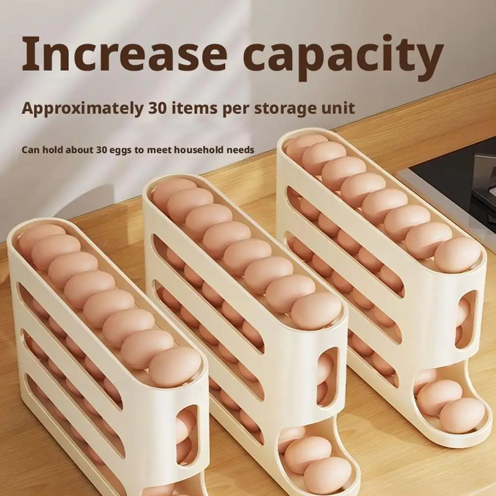 4 layers Slide Egg Storage Box Ladder Style Egg Box Storage Refrigerator Side Door Large Capacity Automatic Egg Rolling Machine
