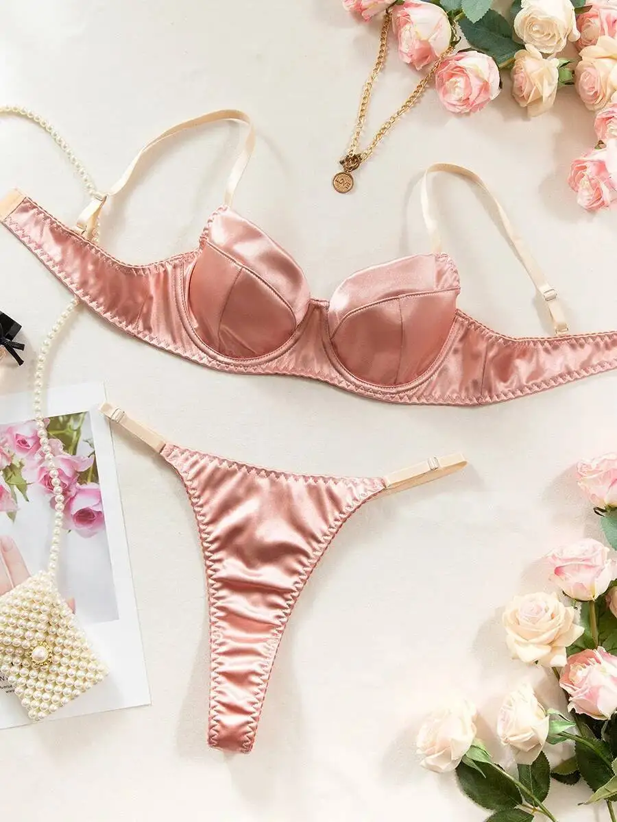 Heißer verkauf Neue Rot Sexy Dünne Große Büste frauen Push-up-Bh Und Tanga Einfarbig Casaul Elegante stil Bikini Charming I62E