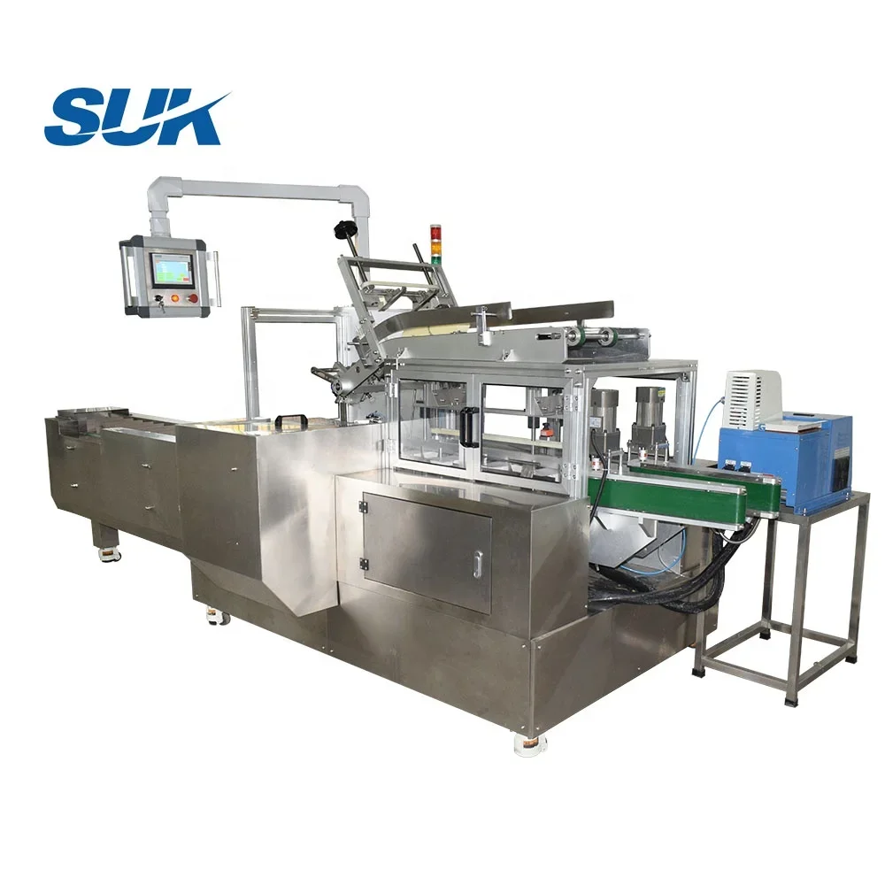 Fully automatic mini paper cardboard cartoner packaging machine carton case making packing machinery with printer