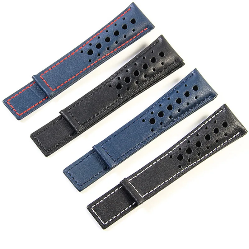 22mm For TAG For Heuer MONACO CARRERA CAW211R/P Leather Watchband Breathable Fold Buckle Lychee Print Cowhide Strap MAN Bracelet