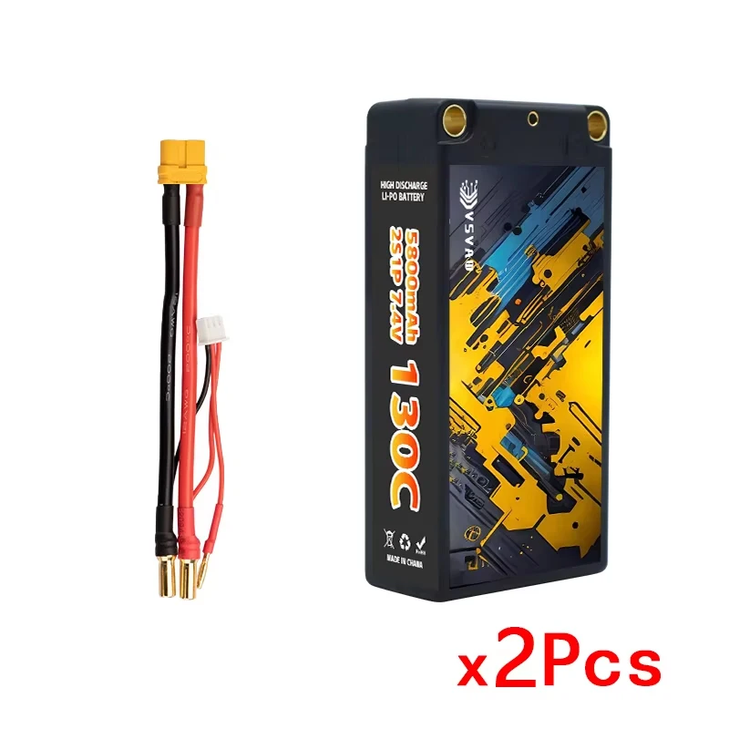 1/2 Stuks Originele TERANTY 2S 7.4V 5800mAh 130C/260C Lipo Batterij 1/10 Drift Racing Bigfoot off road Hard Shell Lithium Batterij