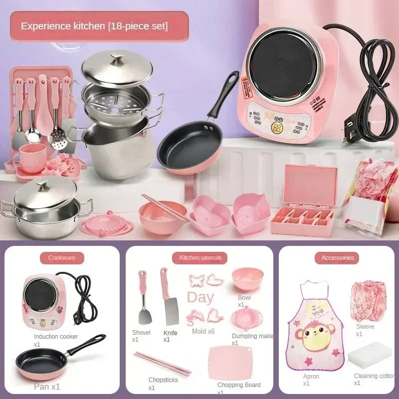 Hot Can Cook Funny Mini Kitchen Girl Baby Real Cooked Family Toy Set Girl Toys New Toddler Life Play Kitchen Accessories