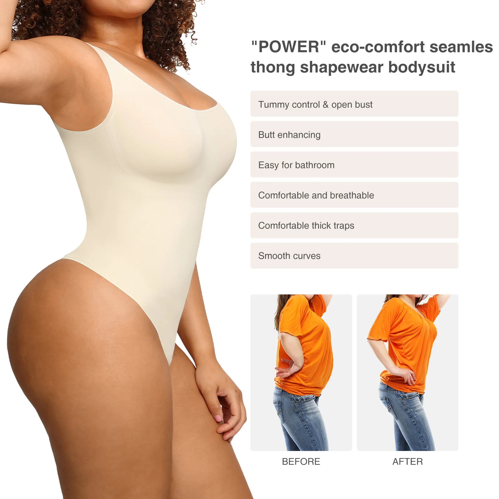 Hexin Bodysuit Shapewear Thong Women Full Body Shaper Tummy Control Slimming Sheath Butt Lifter Push Up Thigh Abdomen Shapers