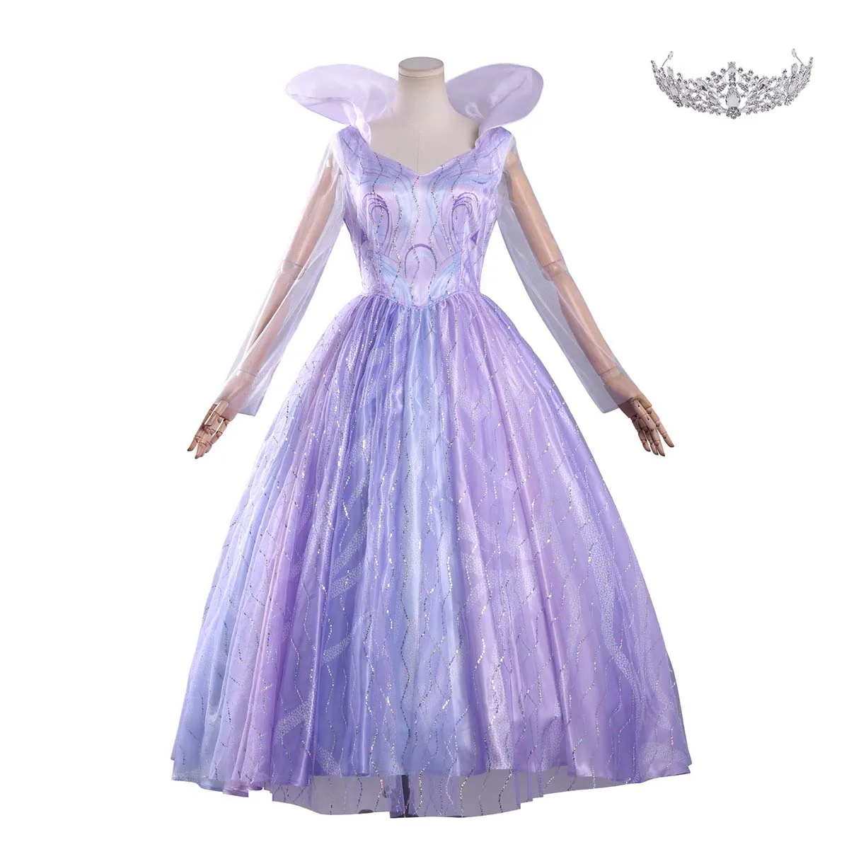

Women Halloween Masquerade Party Witch Glinda Cosplay Purple Colorful Dress Costume