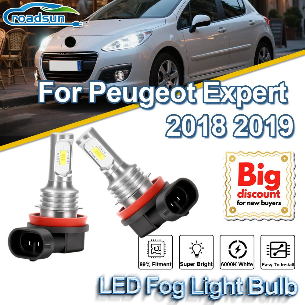 

ROADSUN【For Peugeot Expert 2018 2019】2PCS Canbus Car LED Fog Light Bulbs Ultra Super Bright Fog Lamp Ampoules Easy To Install