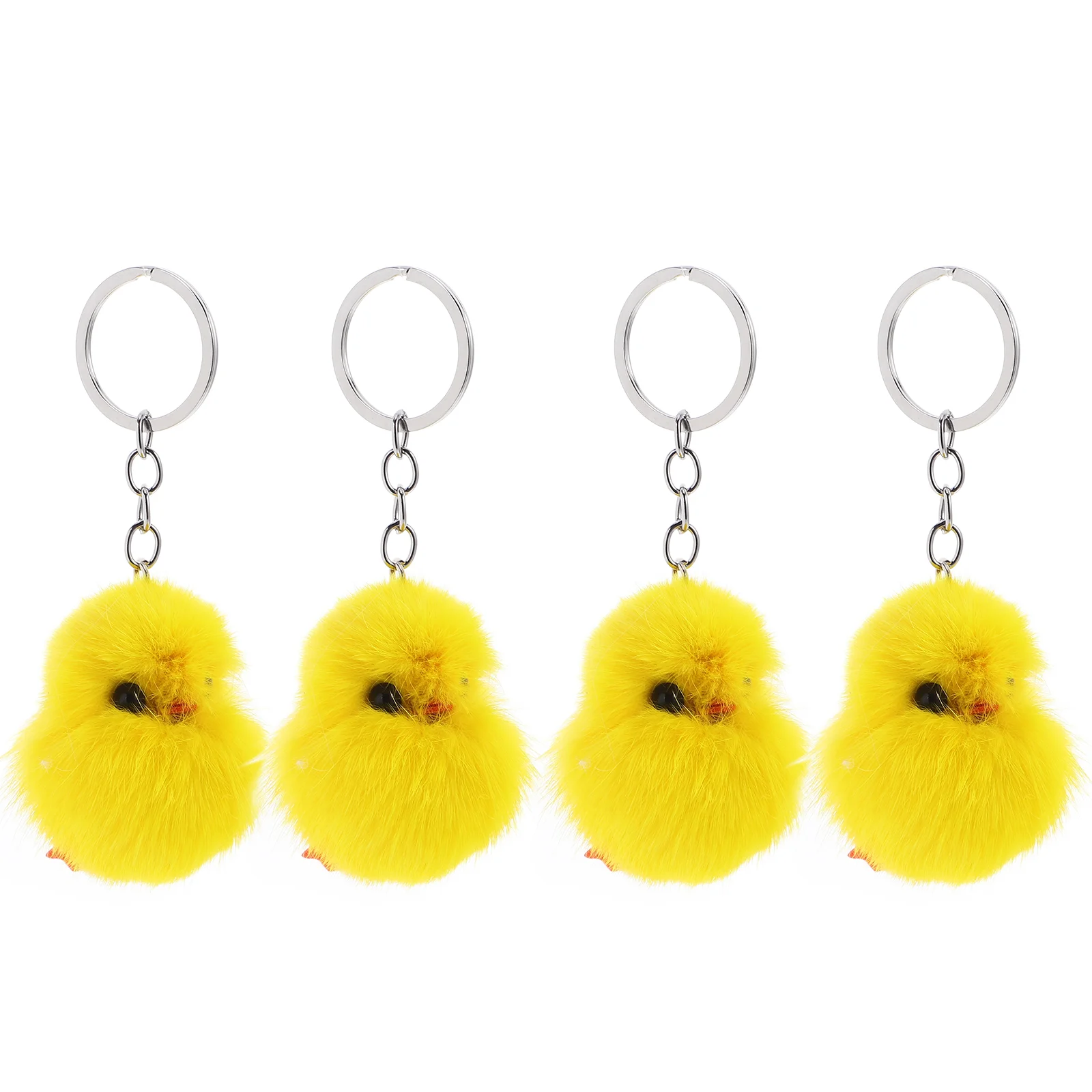 

4 Pcs Toy Chick Keychain Duster Bags for Handbags Fur Chicken Keychains Gift Luxury Yellow Plush Pendant Purse Charm Miss