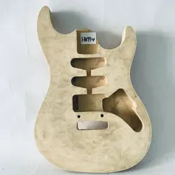 HB994  Unfinished Electric Guitar Body Solid Wood With Quilted Maple SSH Pickups Two Points Fixed Tremolo for DIY Replacement