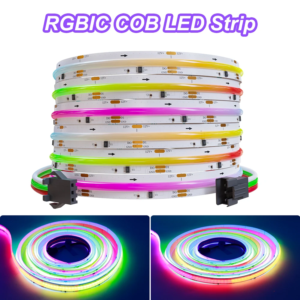 

WS2811 Addressable COB LED Strip Light 720Leds/M Dream Full Color High Density Individual Flexible Lighting Tape RA90 DC12V 24V