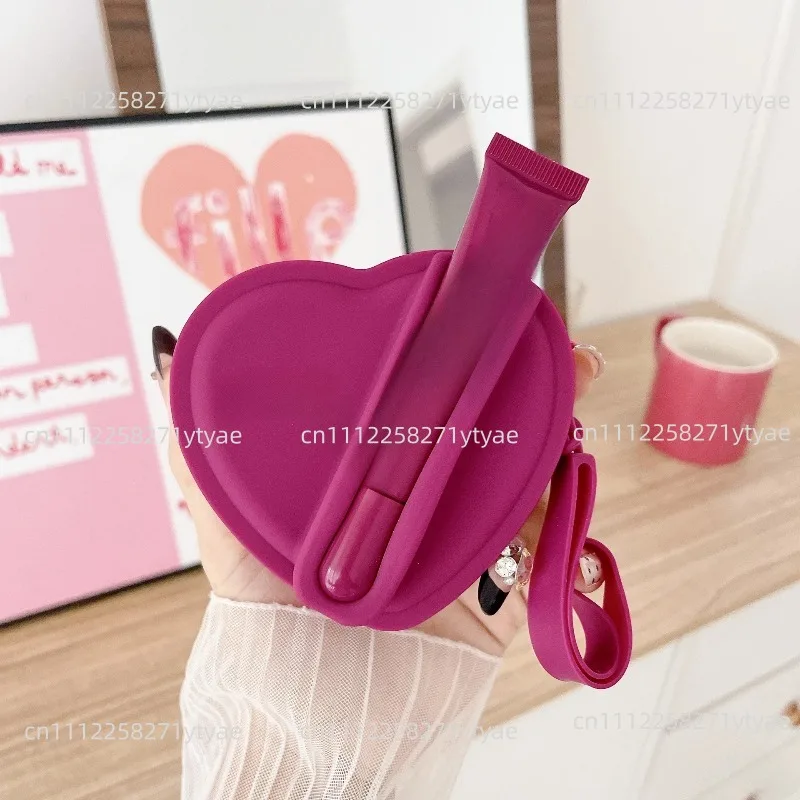 Lipstick Lip Glaze Silicone Love Storage Bag Portable Earphone Bag