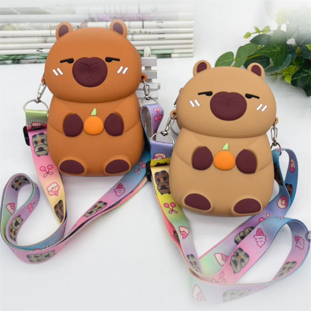 

Capibala Shoulder Crossbody Bag Silicone Coin Purse Kawaii Large Capacity Wallet Student School Bags Kids Children's Gift