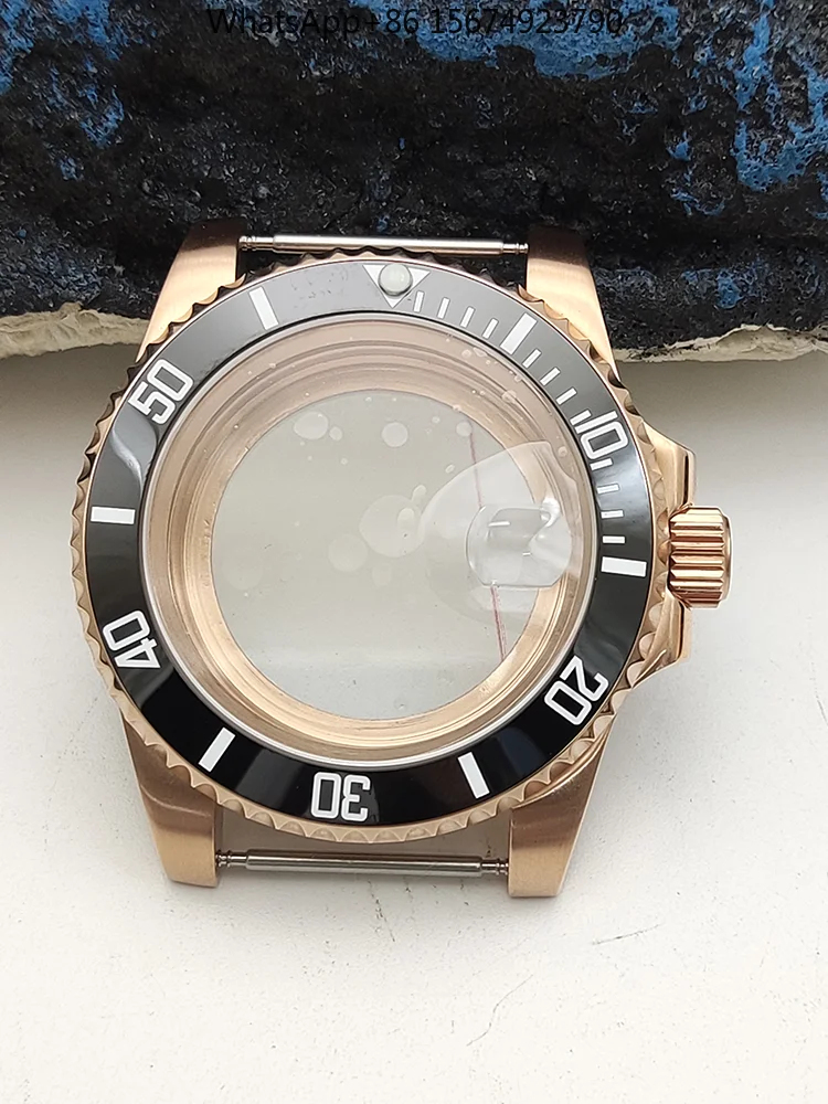 Modified NH35 case, rose gold through-the-bottom men's machinery, watch case NH36 movement