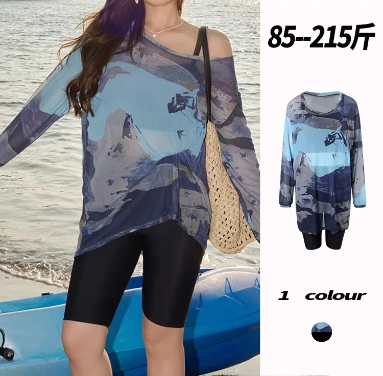 2026 New Plus Size 6XL New Large Size Swimsuit Women Cover up Thermal Pool Swimwear Gathered Casual Swimwear