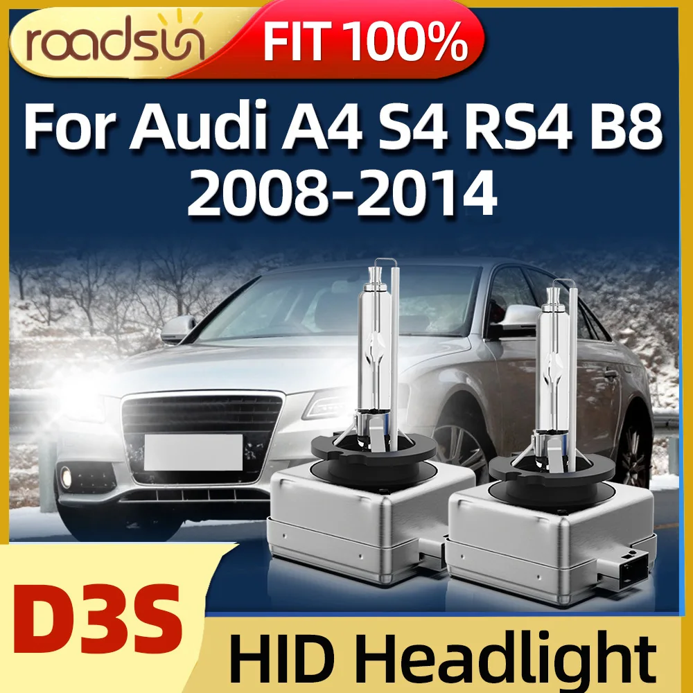 Roadsun HID Bulb Xenon Headlight D3S Headlamp Light 6000K For Audi A4 S4 RS4 B8 2008 2009 2010 2011 2012 2013 2014