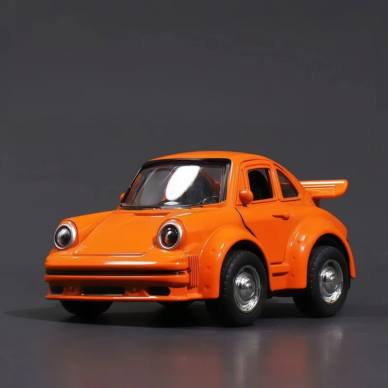 Retro cartoon Tail-Fin Alloy Toy Car, Pull-Back Alloy Car Model, with Doors That Open, Collectible Display Gift for Adults view 2