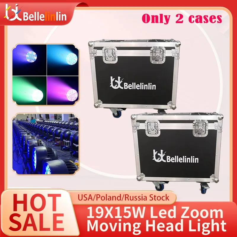 No Tax 2Pcs Roadcase For 19x15W Wash Zoom Moving Head Light RGBW LED Light DJ Disco Party Bar Dance Floor Stage Effect Lighting