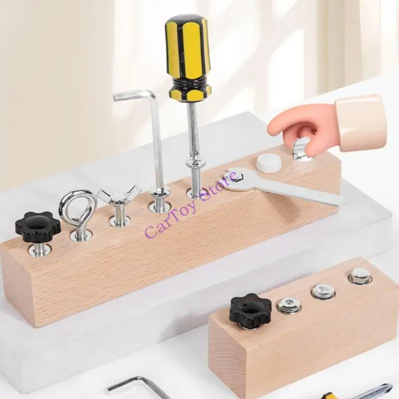 كتل لولبية خشبية معدنية للتعلم المبكر للأطفال، تجميع إبداعي ومهارات حياتية عملية #2