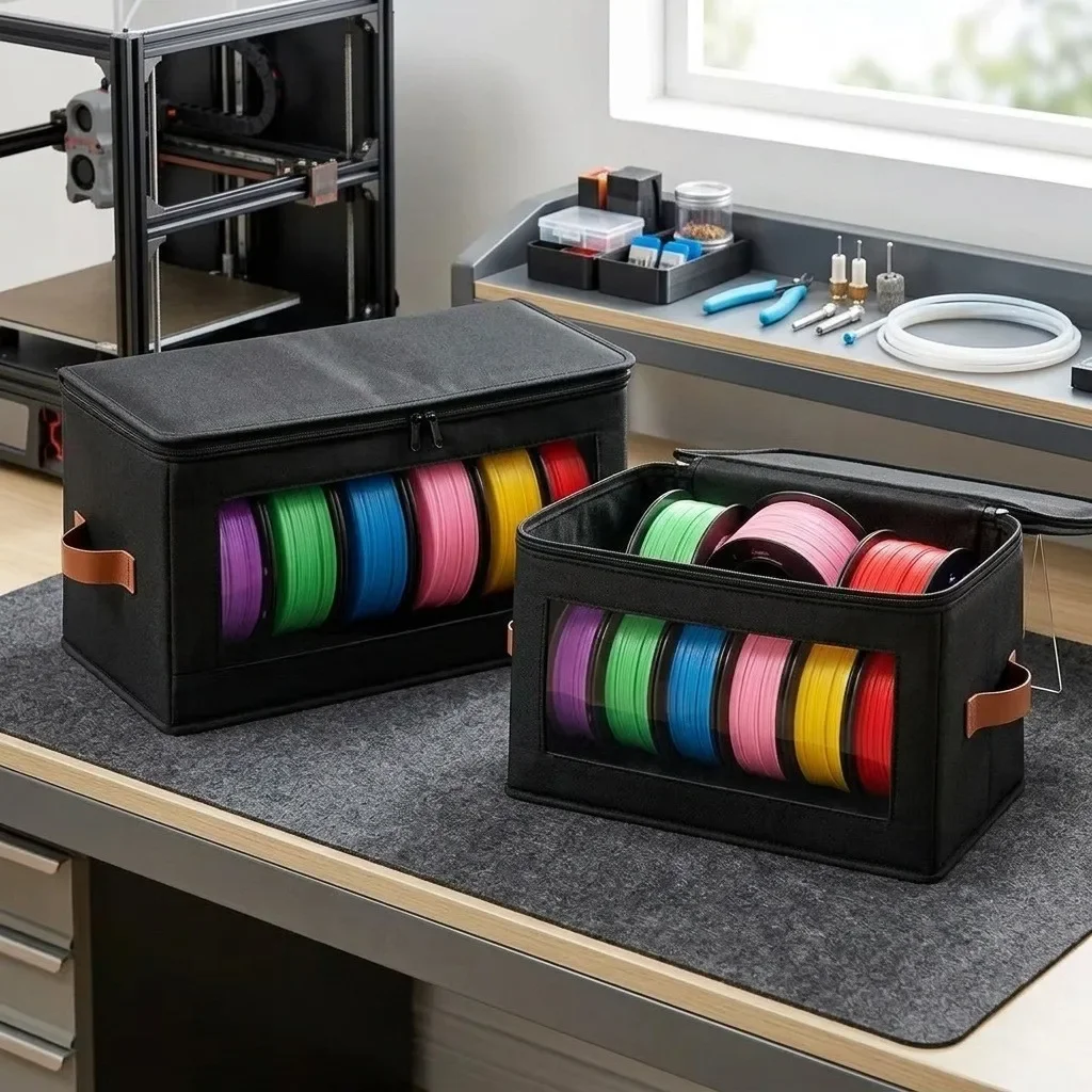 Filament Storage Box with Visual Window Carry Handle for 3D Printer Consumables