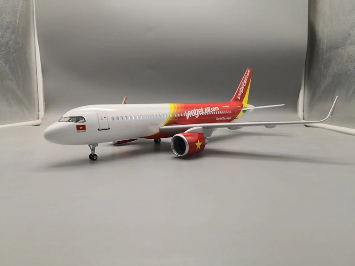 수지 장난감 어린이 항공기 모델 복제 47CM 320 Vietjet 비행기 규모 미니어처 장식 다이 캐스트 항공 소장 장난감