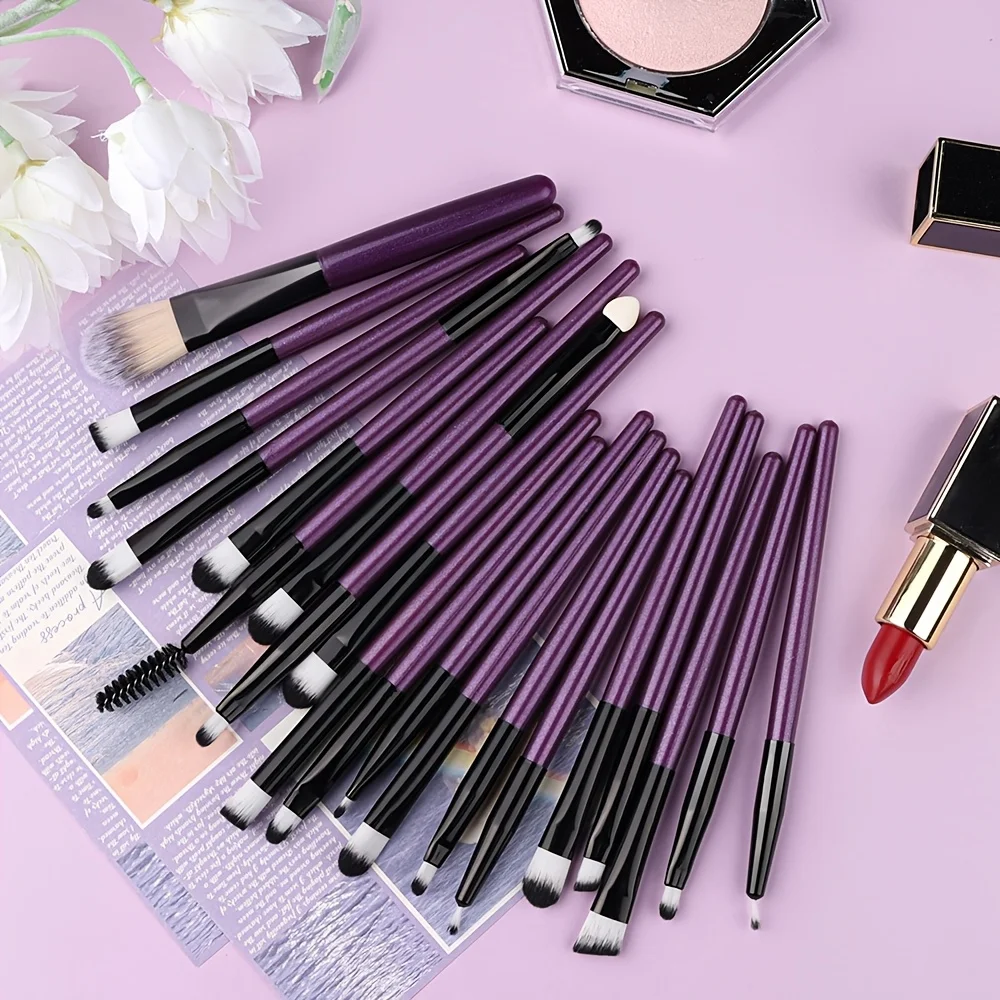 8/20Pcs Eye Makeup Brush Set Portable Soft Makeup Tool Eyeshadow Blending Detail Cosmetics Brush Kit with Makeup Egg Powder Puff