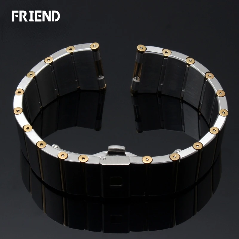 Stainless Steel Watchband for Omega CONSTELLATION Watch Strap 22*14 17*11mm Silver Wrist Bracelet Folding Clasp Logo On