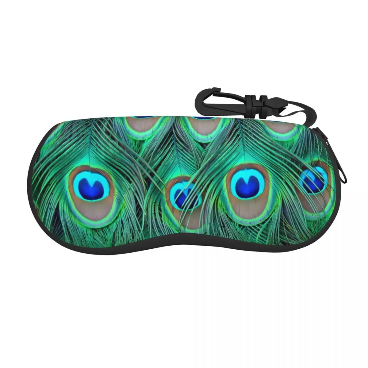 Peacock Feathers Horizontal Glasses Case Animal Print Male Female Personalized Sunglasses Pouch Soft Daily Eyeglasses Accessory