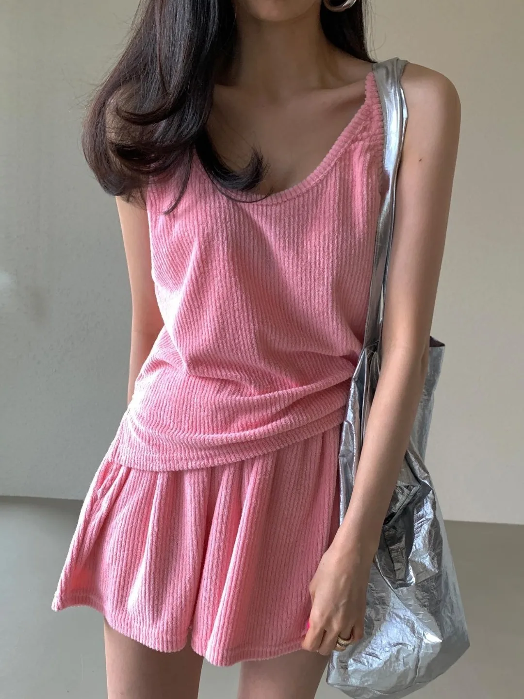 Koreanische Sle frauen Sexy Casual Biker ort Set Kleine Größe V-Ne Zwei-Stück Anzug Frühling Faion Trend Oberen und Bot