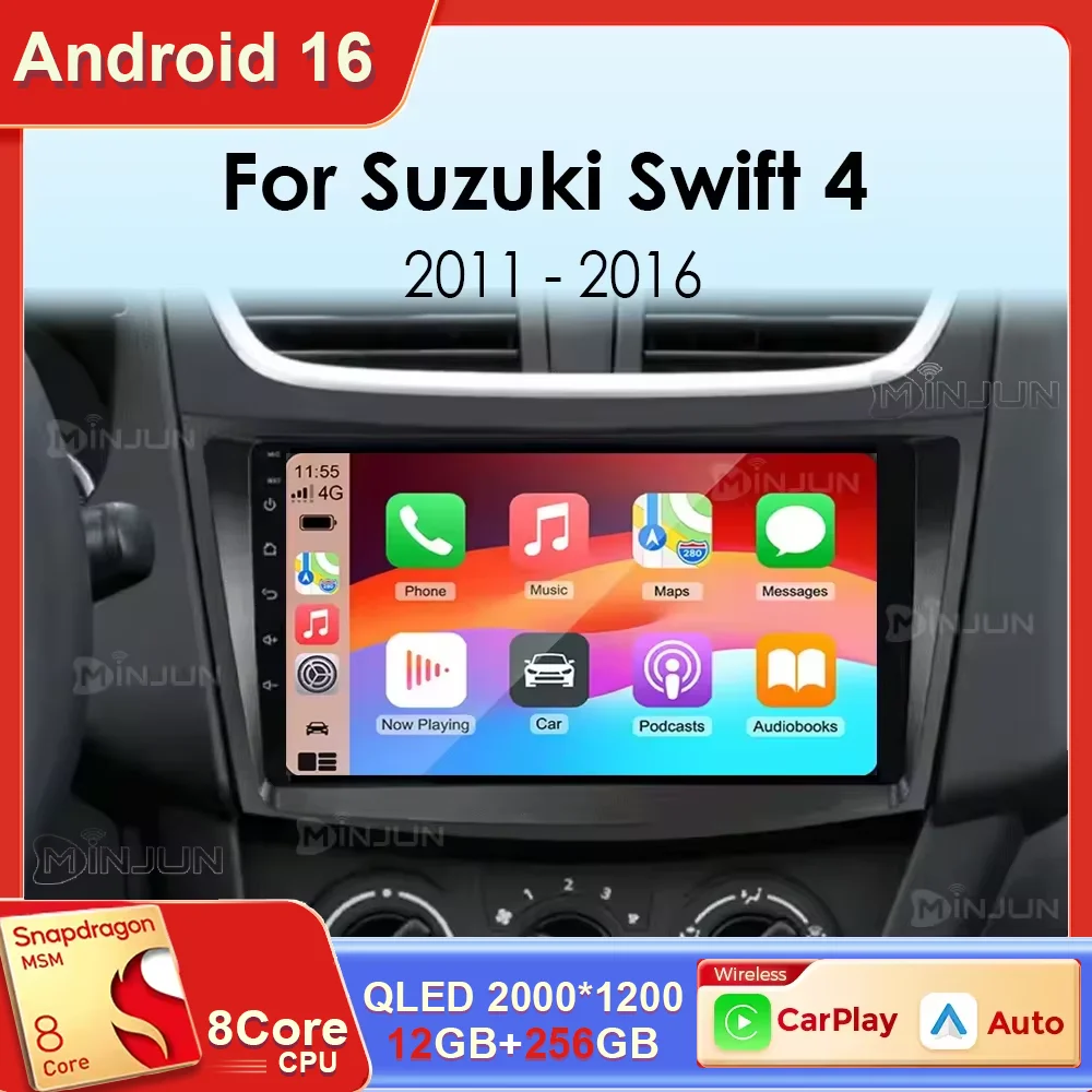 Radio Estéreo para Auto Android 16 para Suzuki Swift 4 2011 2012 2013 2014 -2017 Reproductor Multimedia de Video Carplay Auto Audio Estéreo GPS