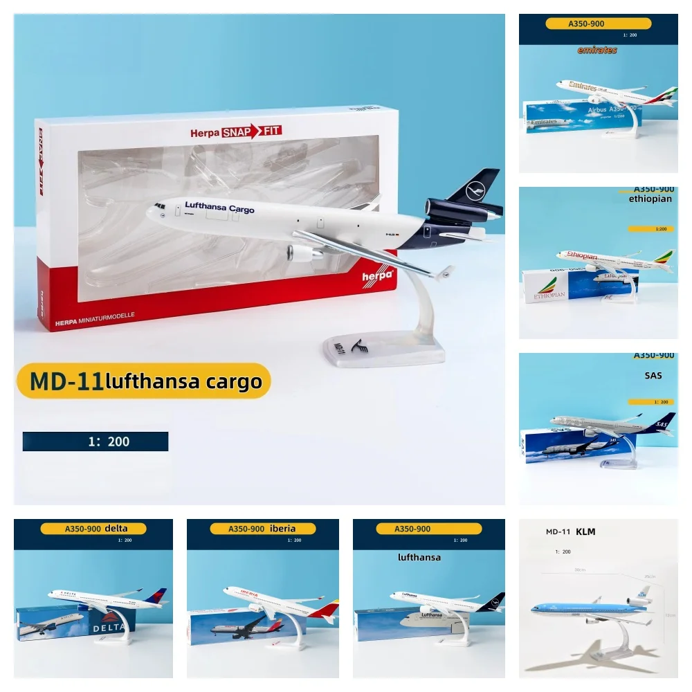 1/200 Scale Plane ABS Series MD-11 Lufthansa Cargo Airlines/A350-900 Delta/Emirates A380 Plastic Assembly Aircraft Model Gift