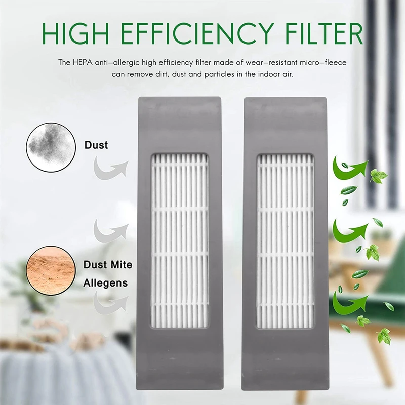 A01V-Set Sikat Samping Filter Kain Pel untuk Suku Cadang Penyedot Debu Ecovacs Deepot OZMO 920 950, 3Xfilter, Sikat 4Xside, 5Xmop