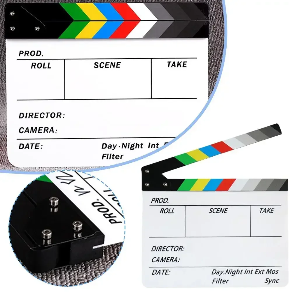 Nuevo Claqueta de Director Colorida para Cine, Accesorios Creativos para Manualidades, Tablero de Fotografía de Películas, Tienda Online de Accesorios de Madera, Cortar Foto