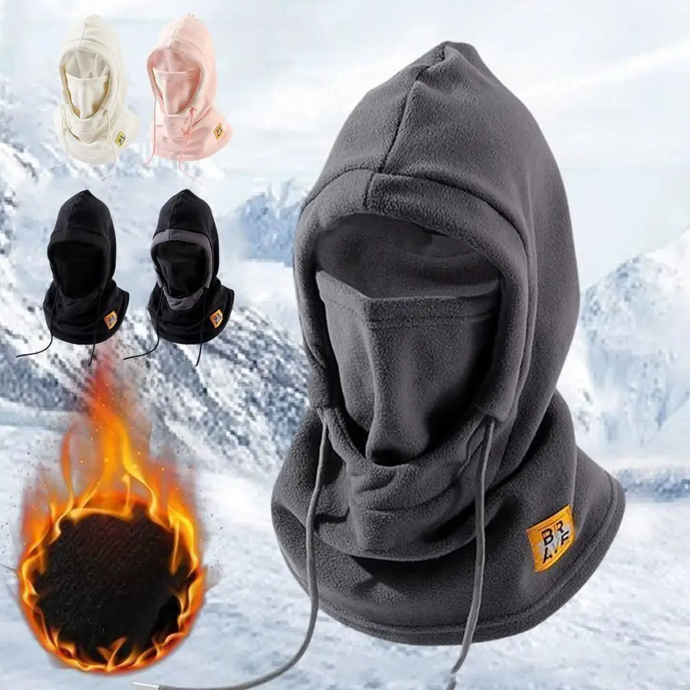 

3 IN 1 Winter Warm Cycling Cap Thicken Fleece Plush Balaclava Hat Unisex Outdoor Windproof Hooded Face Mask Scarf Beanie Cap