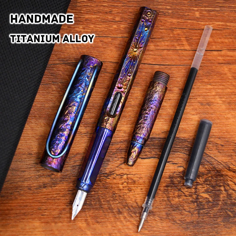 Limited Edition Titanium Alloy Dual-use Pen Handmade Upscale Business Signature Pen Heavy Handle Starry Sky Gel Pen Collect Gift