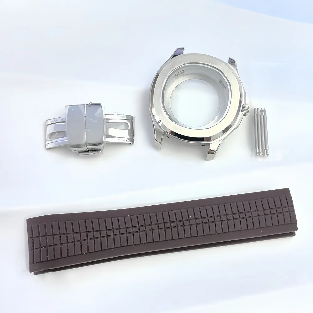 NH 35 caso Diâmetro 42mm Nautilus relógio pulseira de borracha à prova d'água 100m acessórios de relógio compatíveis com movimento nh35/nh36