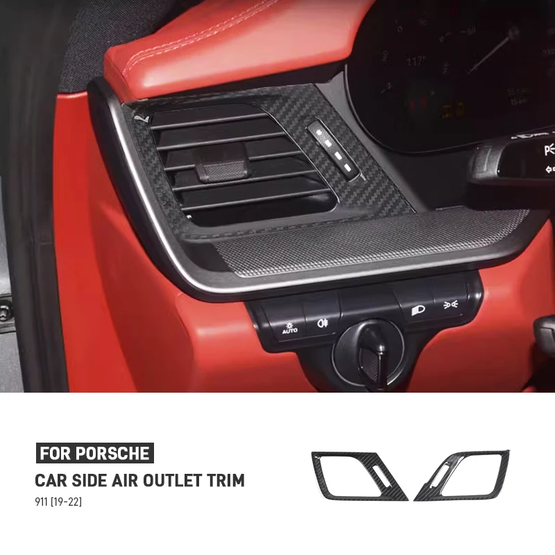 

Real Carbon Fiber Car Dashboard Side Air Outlet Frame Cover Trim Sticker Parts Accessories For Porsche 911 2019 2020 2021 2022
