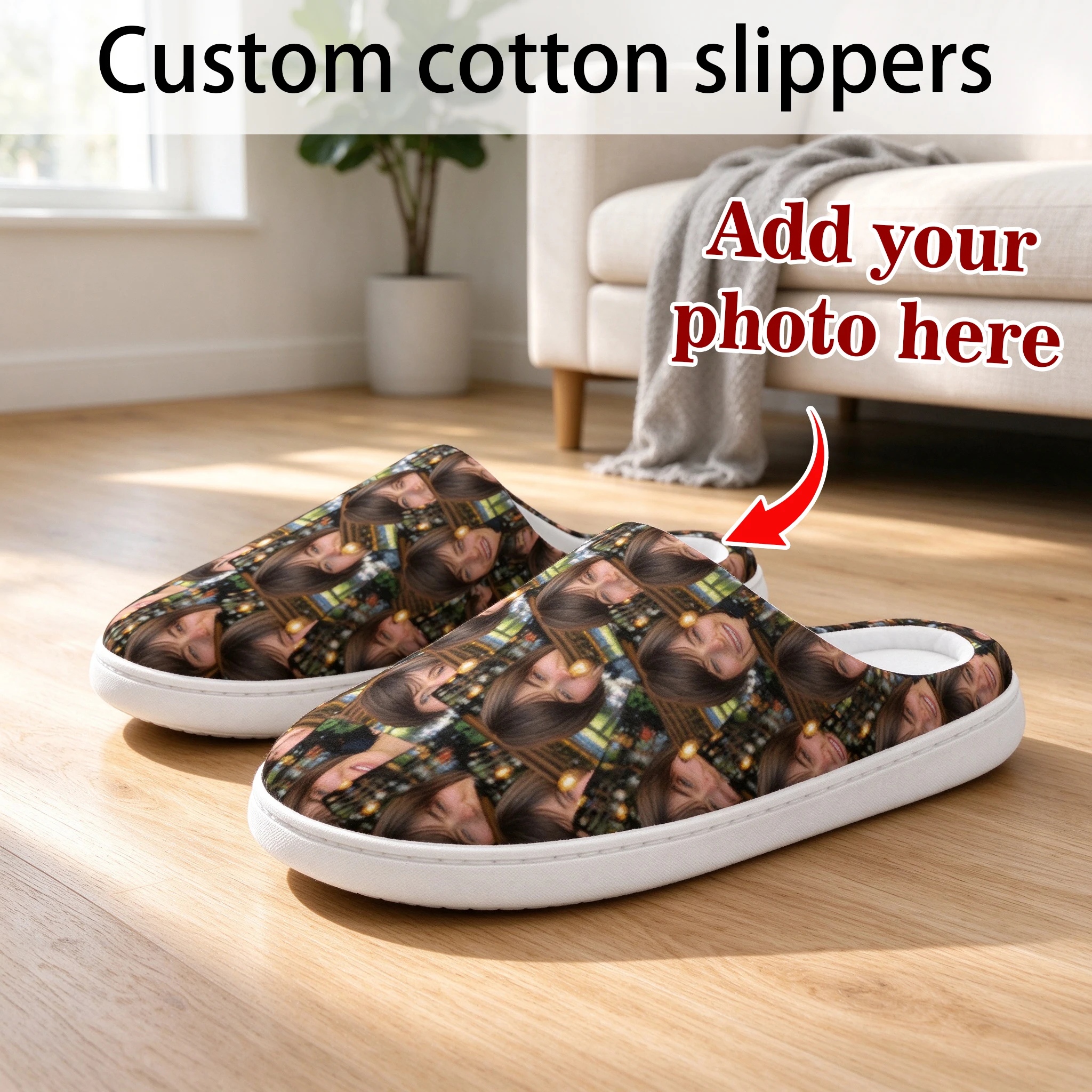 Customized Cotton Slippers humorous photos printed shoes unisex home slippers perfect gifts for couples birthdays and Christmas