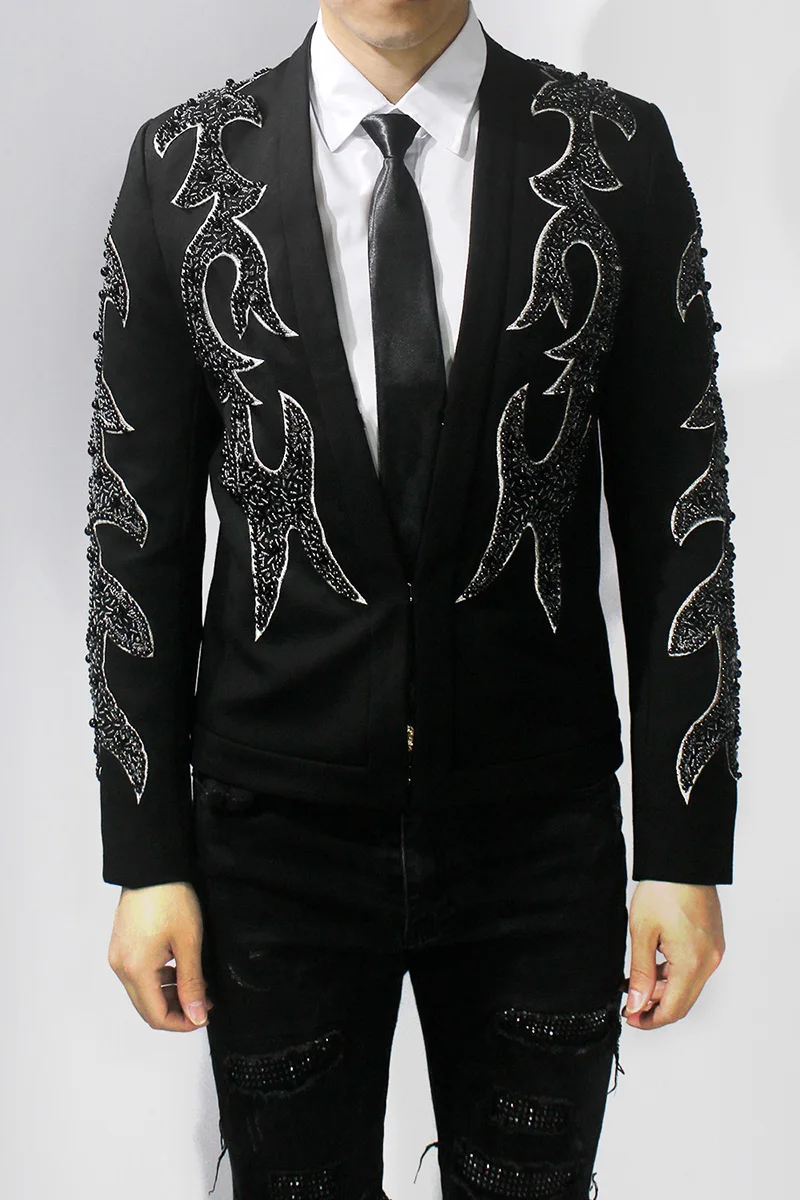 جديد ربيع وخريف 2025 بدلة رجالية ضيقة كورية وسيم صناعة ثقيلة مطرزة مطرزة سترة رجالي للنوادي الليلية سترة المد #6