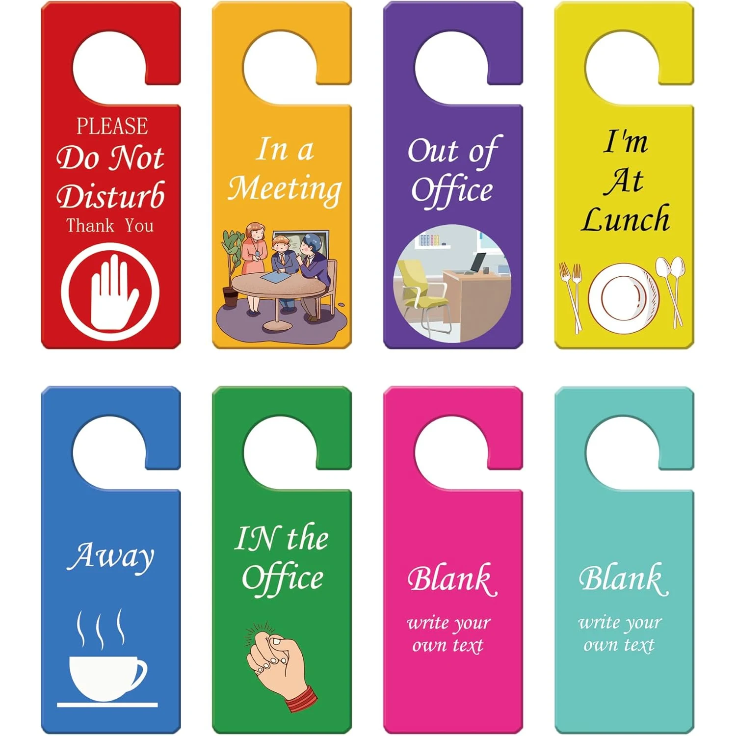 8 Pcs Business Office Door Hanger Sign Do Not Disturb In a Meeting Out of Office Door Hanger In the Office Sign Double