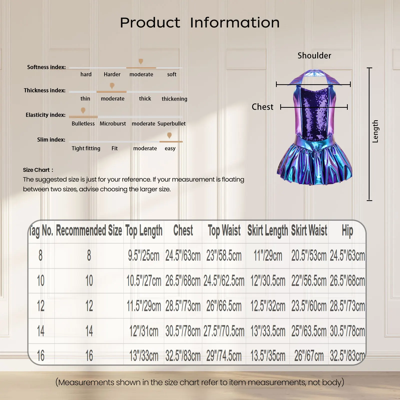 Girls Jazz Disco Halter Crop Top Sleeveless Metallic Tank Top with Skirt Sparkly for Dance Stage Performance Competition