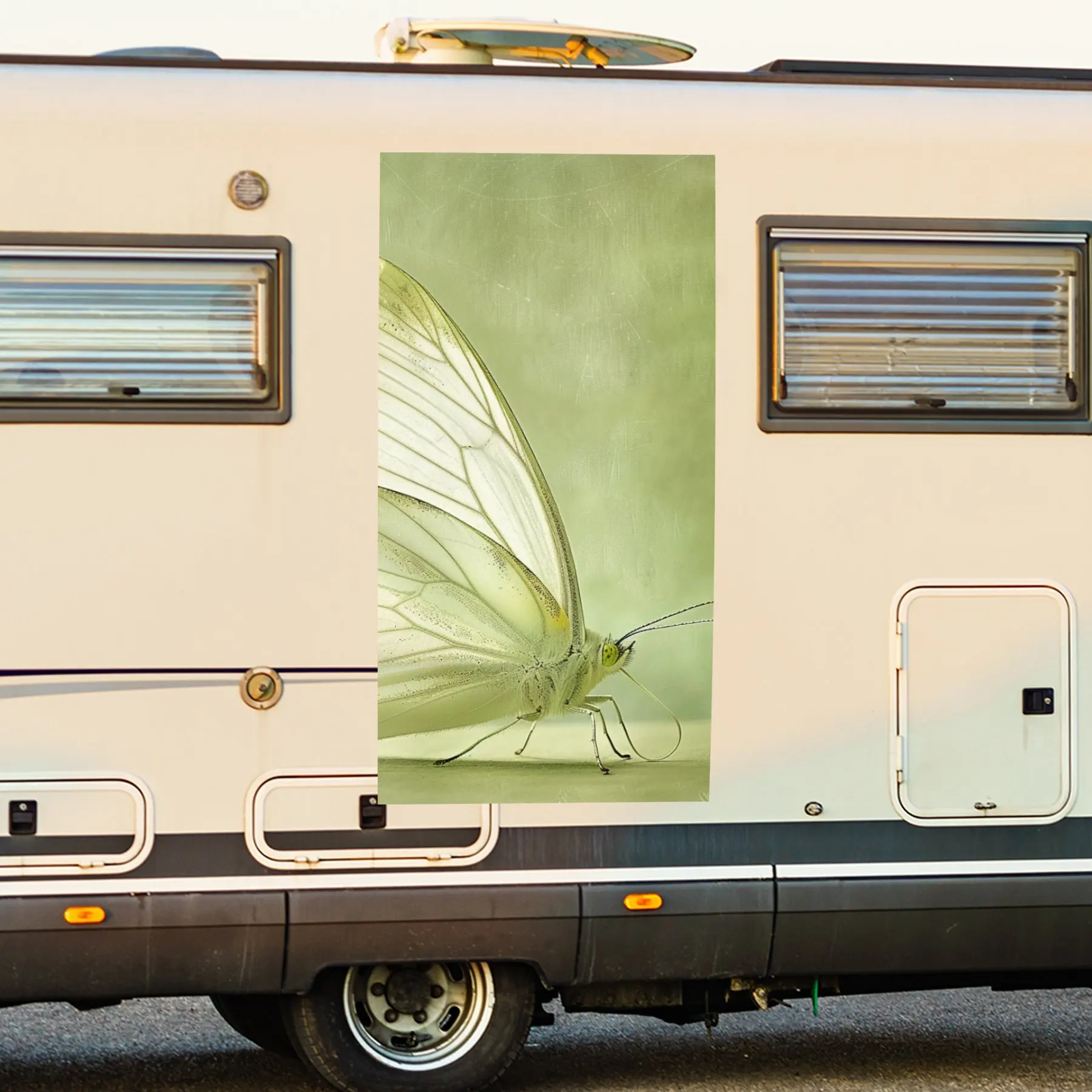 

Delicate White Butterfly Motorhome Car Door Sticker PVC Self Waterproof Stick, Striking Auto Exterior Accessories Decor Protect