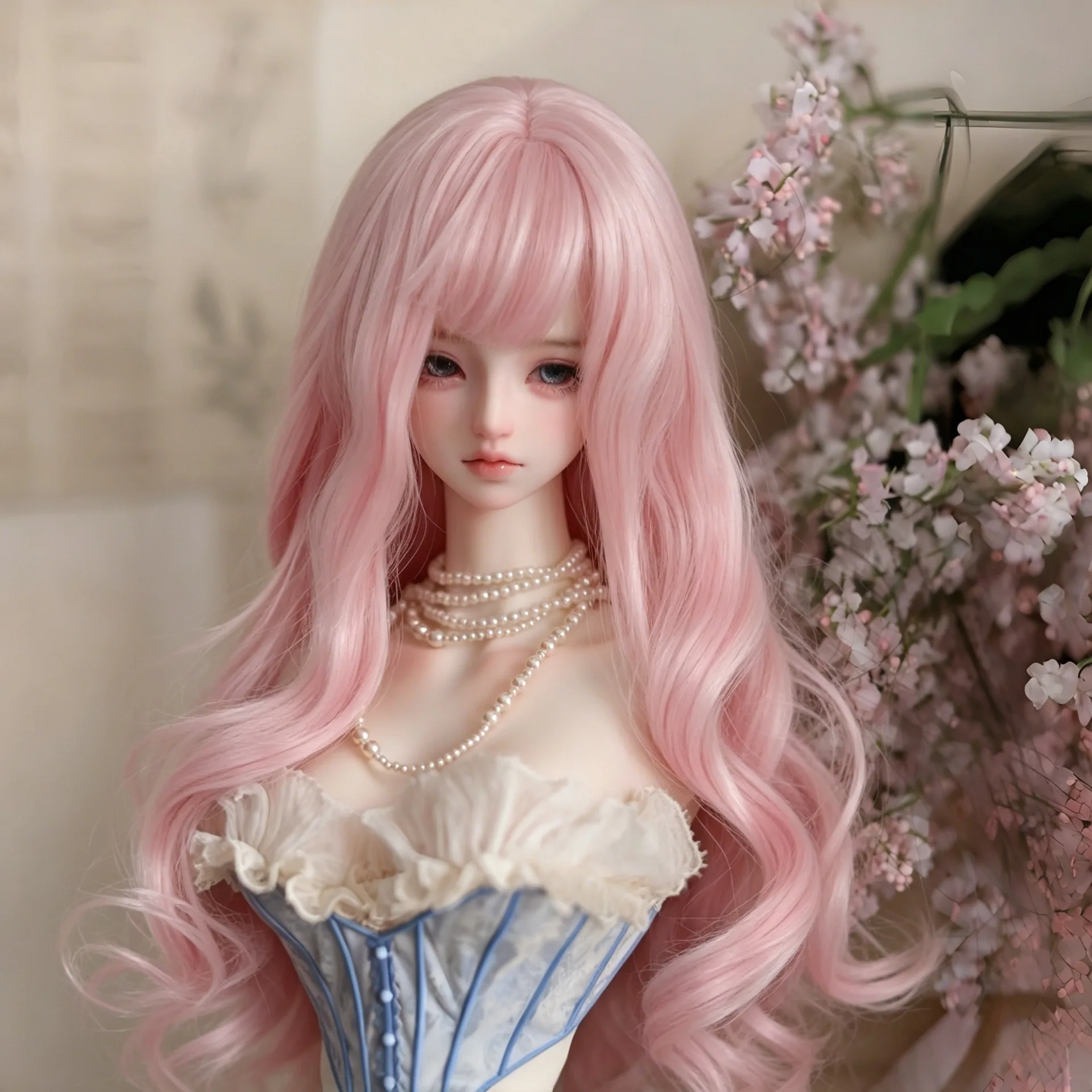 Multi-Color Full Bang Long Curly Finished Wig for 1/3 1/4 1/6 BJD Doll Wig Soft High Temp Silk Ready-to-Wear Dress Up Doll Hair view 4