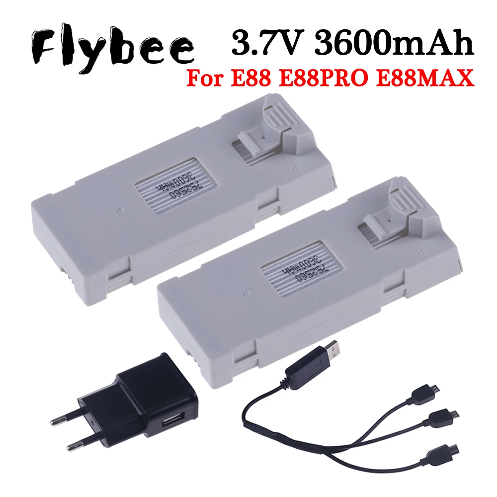 3.7V 3600mAh RC UAV Battery Stable UAV Drone Replacement Battery for E88 E88PRO E88MAX E525 E99 E99PRO P1 P5PRO K3 S1 P8