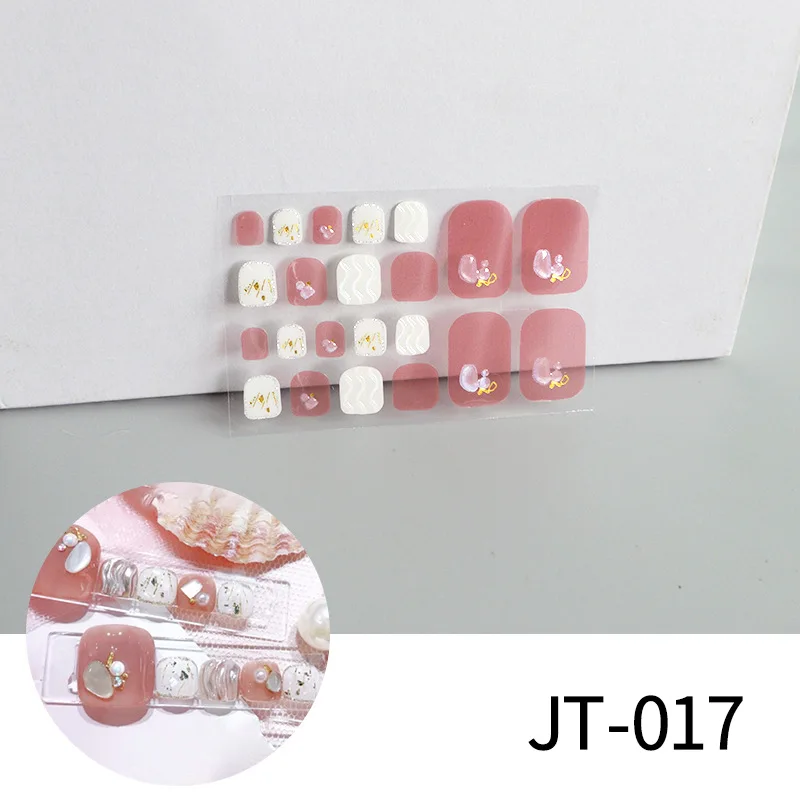 22Pc/Sheet New Toenails Stickers 3d Laser Gold Diamond Nail Stickers Summer Small Fresh Toenail Stickers Full Sticker Waterproof