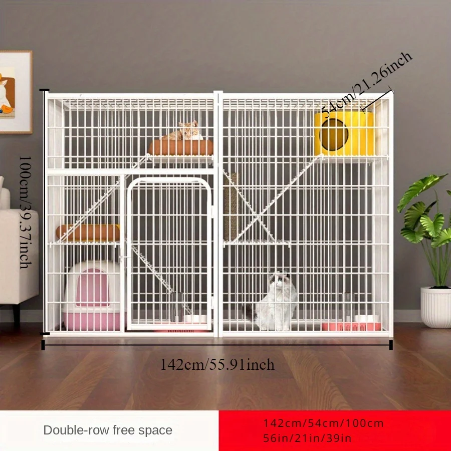 

Cat Cage, Three-Story Extra Large Free Space Large Breeding Cat House, Household Small Cat Nest Cat Climbing Frame Cat Fence