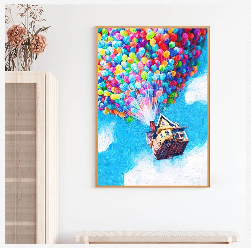 Wall Art Canvas Painting Adventure Travel Posters Nursery Kids Room Decor Balloon House UP Movie Print Pixar Poster Oil Painting