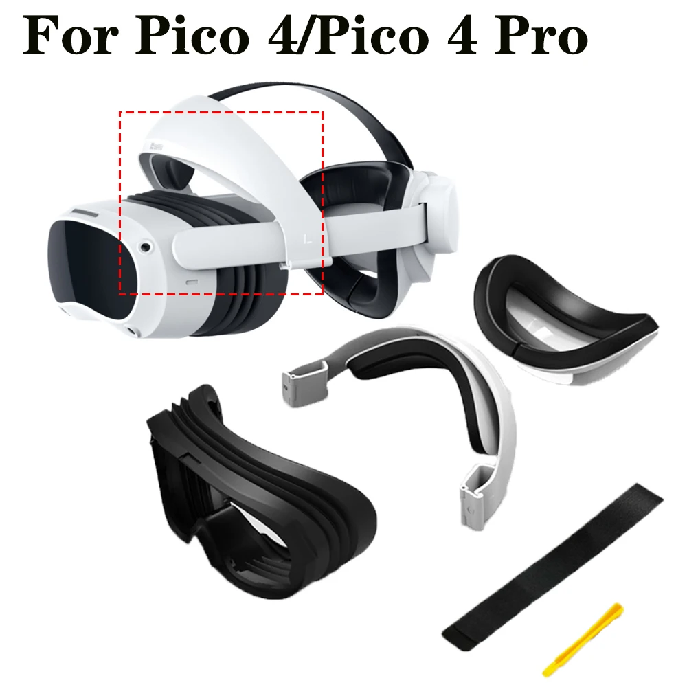 For Pico 4 Headrest Leather Foam Cushion Forehead Support Retractable Visor Game VR Glasses 3-in-1 Head Strap for Pico 4 Pro VR