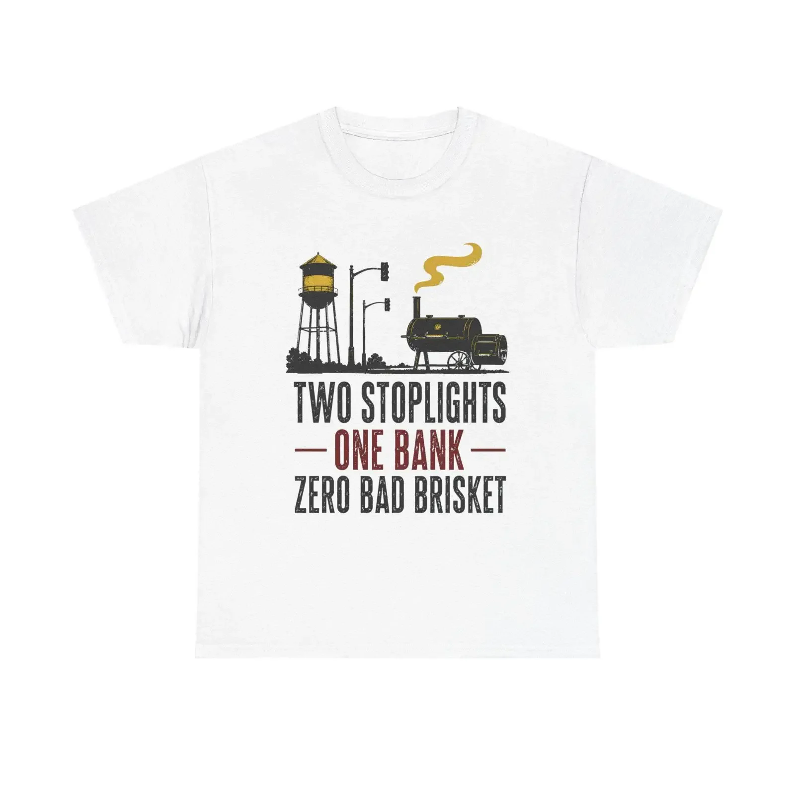 Funny Texas BBQ T Shirt Zero Bad Brisket Pitmaster Small Town Dad  vintage Washed Stretched homme Stylish Top For Everyday Wear