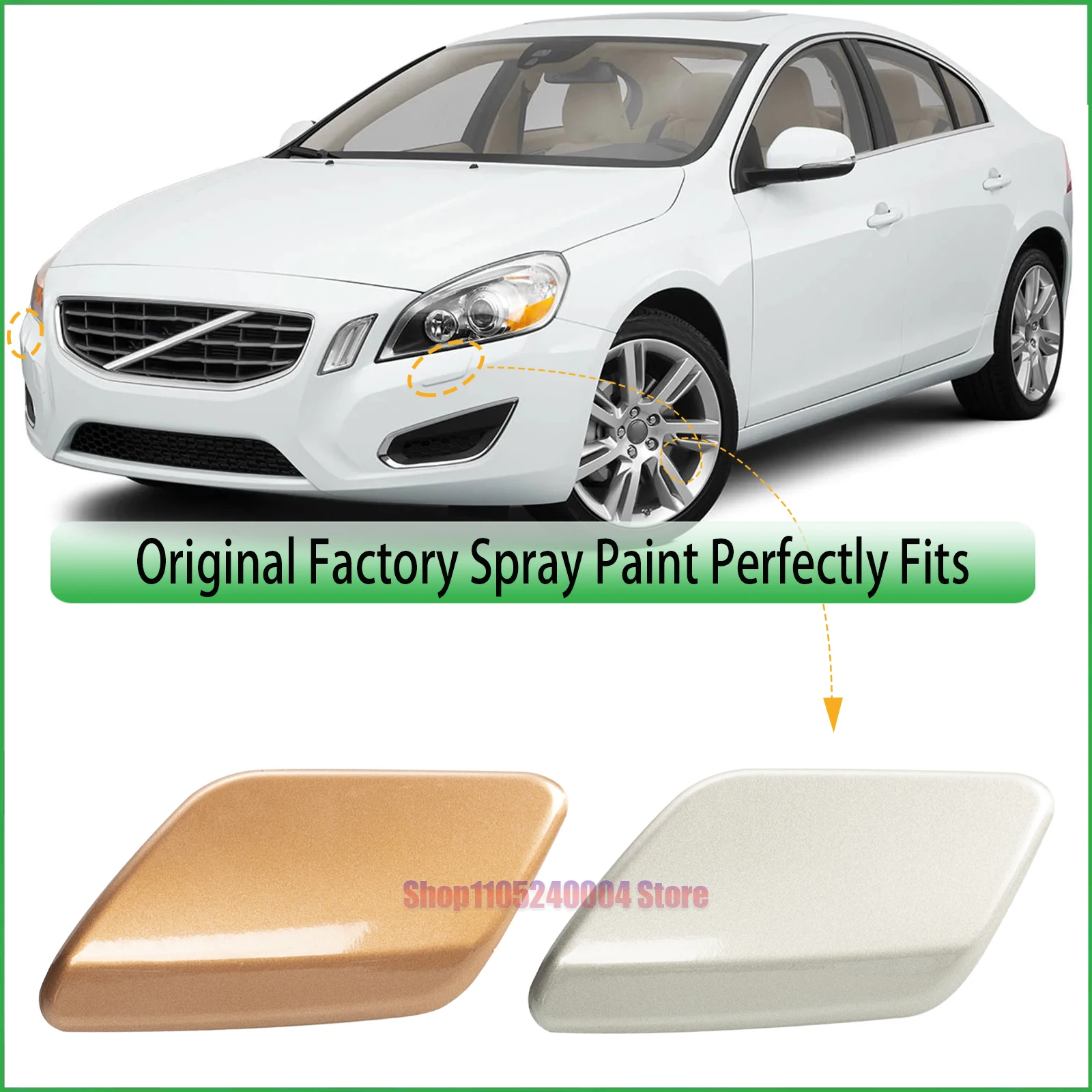 For VOLVO S60 2011-2013 Front Bumper Headlight Washer Nozzle Cover Cap Left Right Part 39802681 39802699