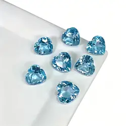 Factory Wholesale 100% Real Natural Heart Shape Sky Blue Topaz Gemstone Loose Gems Diy Material for Jewelry