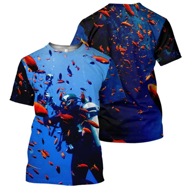 

Men Summer T Shirt Scuba Diving 3D Print Unisex Casual Sportwear Quick Drying Male Tops Crew Neck Short Sleeved T Shirts Kid Tee